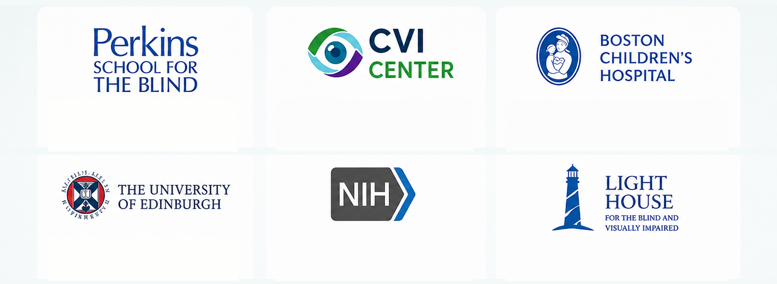 روابط مفيدة: Perkins School for the Blind، CVI Center، Boston Children’s Hospital، University of Edinburgh، National Eye Institute، LightHouse for the Blind